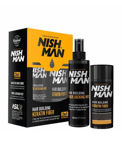Nishman-Hair Building Keratin Fiber LIGHT BROWN Zestaw Kosmetyków Koloryzujących i Maskujących Łysienie